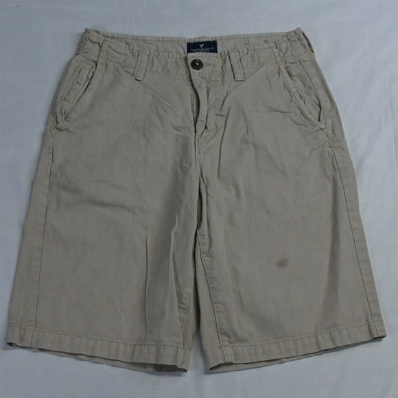 American Eagle 30‎ x 11" Stone Khaki Longboard Chino Shorts - Picture 1 of 7